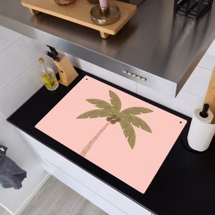 Boom - Palm - Natuur - Illustratie - Roze Inductie beschemer met haakjes klein -sfeer1