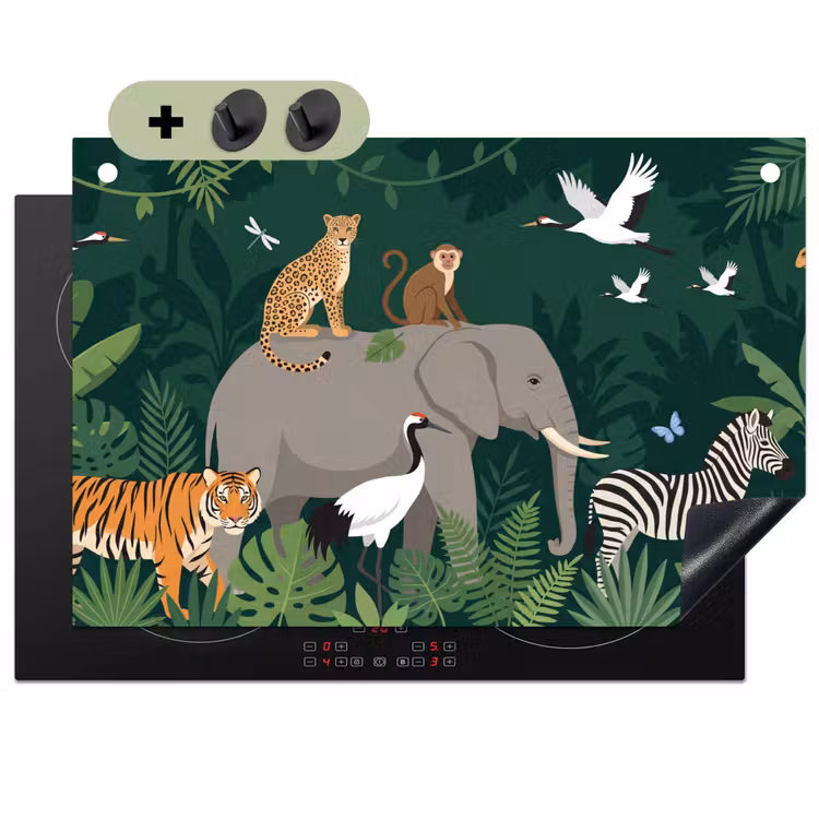 Tropisch - Jungle - Groen Inductie beschemer met haakjes klein -3d