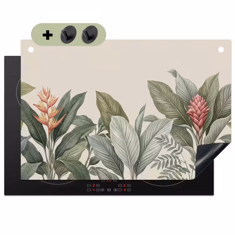 Tropisch - Planten - Modern - Groen Inductie beschemer met haakjes klein -3d