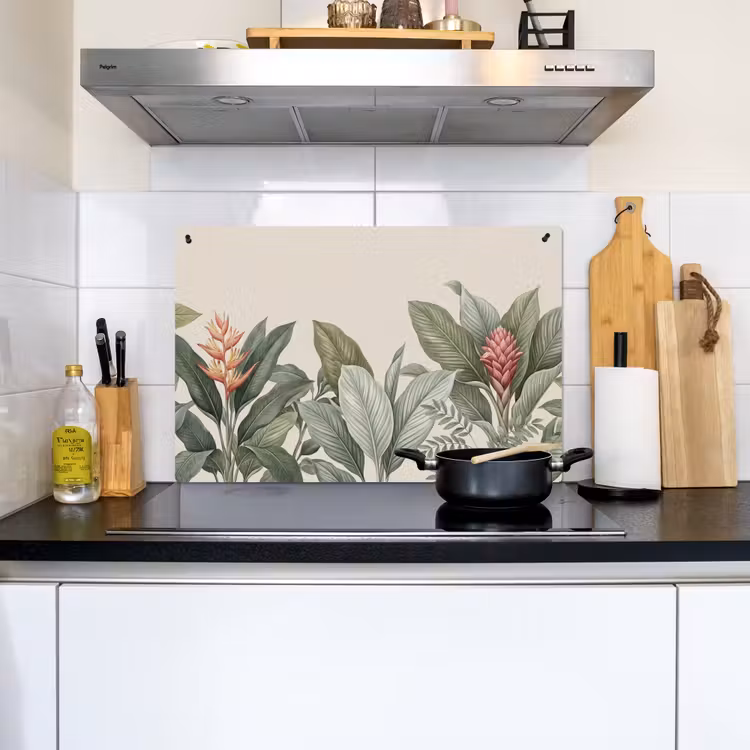 Tropisch - Planten - Modern - Groen Inductie beschemer met haakjes klein -sfeer2