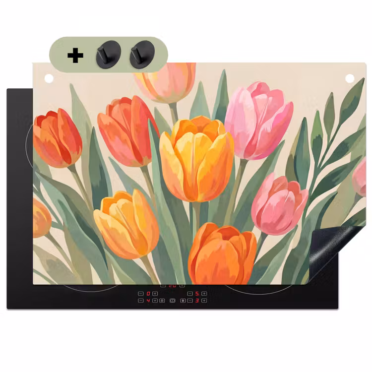 Tulpen - Abstract - Kleurrijk Inductie beschemer met haakjes klein -3d