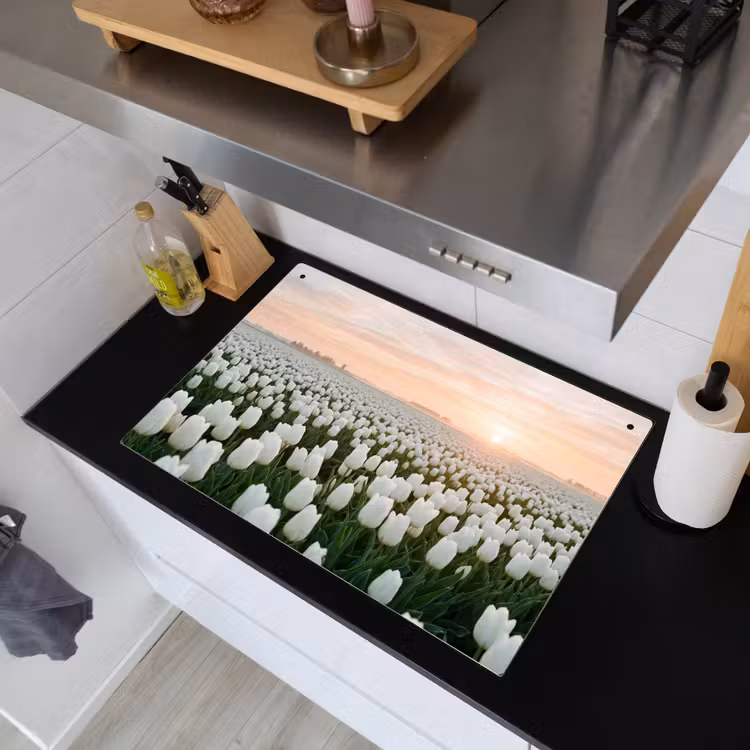 Tulpen - Landschap - Wit Inductie beschemer met haakjes klein -sfeer1