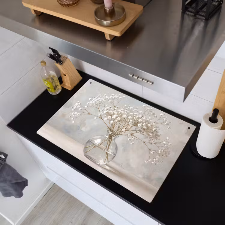 Vaas - Gipskruid - Wit Inductie beschemer met haakjes klein -sfeer1