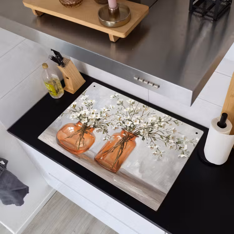 Vazen - Bloemen - Oranje Inductie beschemer met haakjes klein -sfeer1
