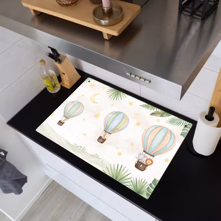 Aquarel - Luchtballonnen - Pastel Inductie beschemer met haakjes klein -sfeer1
