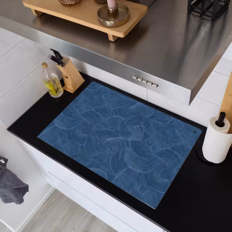 Golven - Textuur - Patroon - Blauw Inductie beschemer met haakjes klein 777 -sfeer1