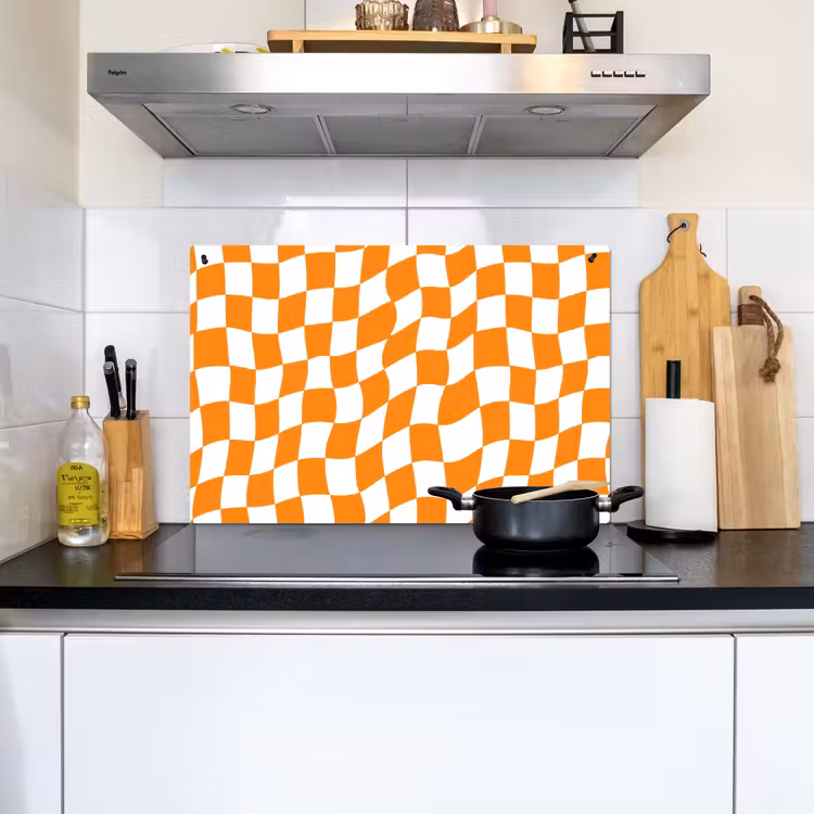 Golvend - Patroon - Oranje Inductie beschemer met haakjes klein 777 -sfeer2