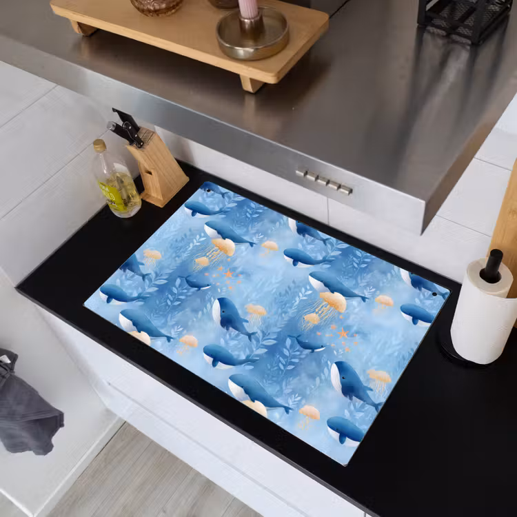 Walvissen - Oceaan - Blauw Inductie beschemer met haakjes klein 777 -sfeer1
