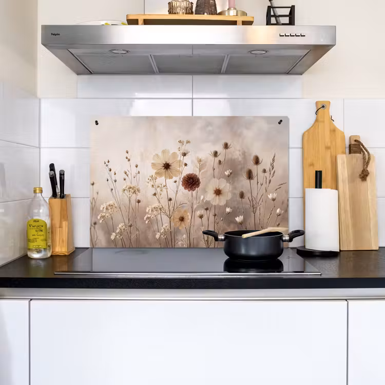 Wilde bloemen - Botanisch - Vintage - Natuur - Rustiek Inductie beschemer met haakjes klein -sfeer2