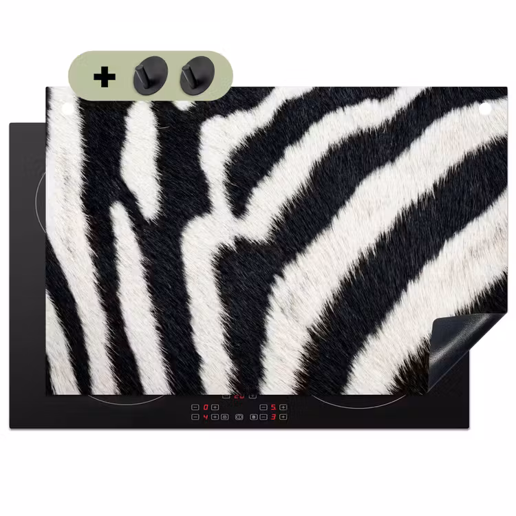 Zebra - Vacht - Klassiek - Zwart - Wit Inductie beschemer met haakjes klein -3d