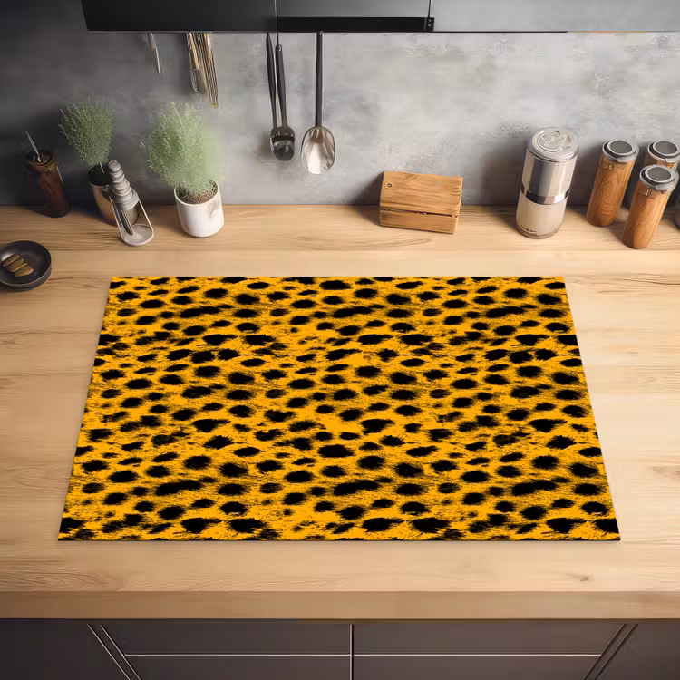 Vlekken - Oranje - Luipaard Inductie beschermer vinyl 3mm klein 276 -sfeer5