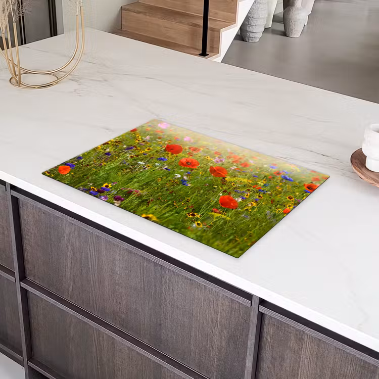 Lente - Bloemen - Rood - Klaproos - Gras - Groen Inductie beschermer vinyl 3mm klein -sfeer8
