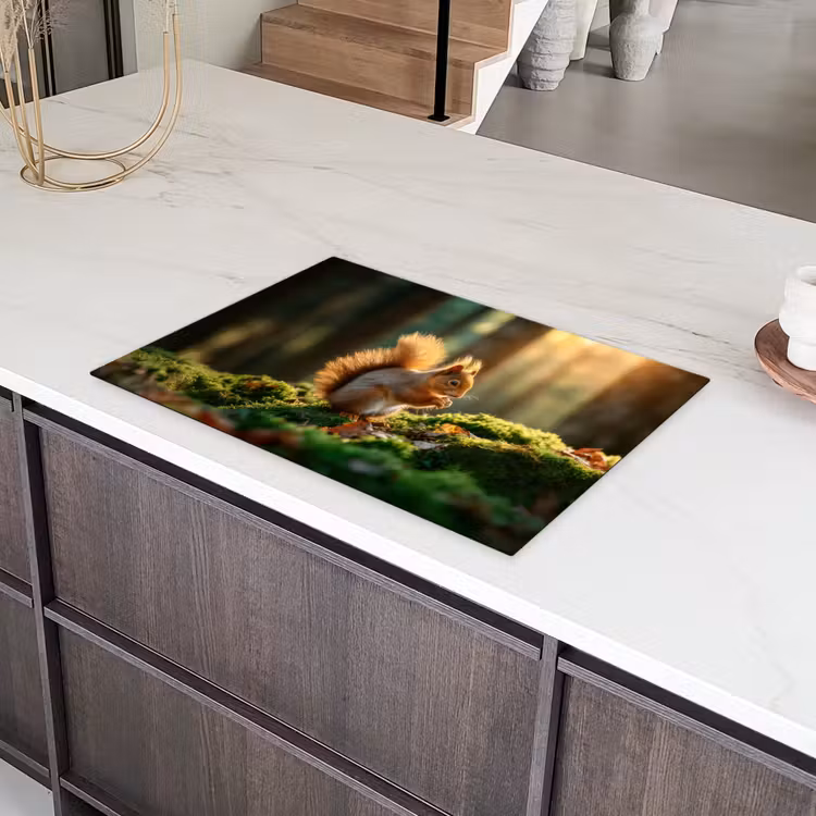Eekhoorn - Nootje - Gras Inductie beschermer vinyl 3mm klein -sfeer8