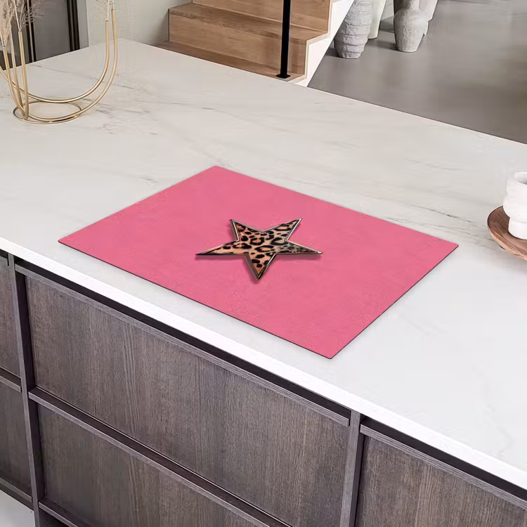 Ster - Luipaard - Print - Roze Inductie beschermer vinyl 3mm klein -sfeer8