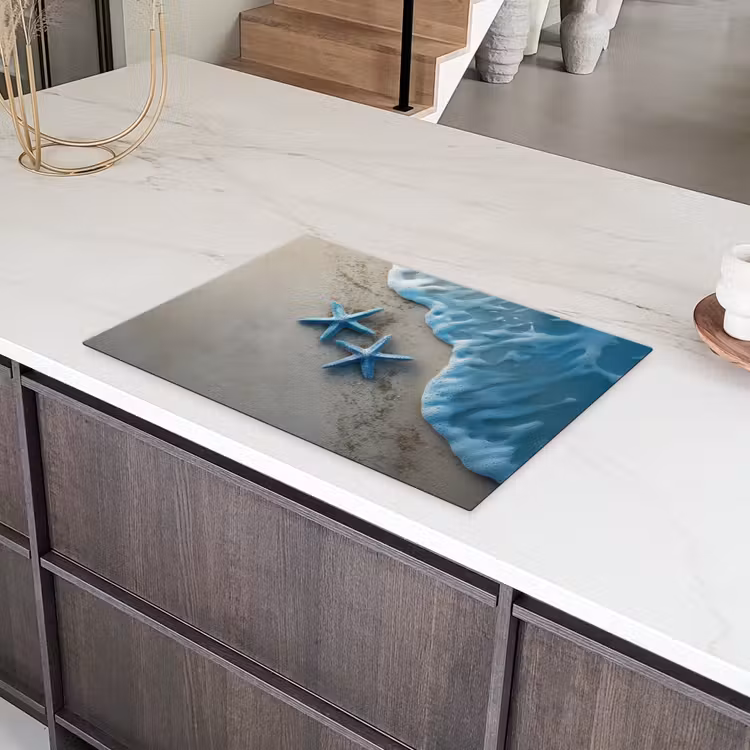 Zeesterren - Zand - Zee - Blauw Inductie beschermer vinyl 3mm klein -sfeer8