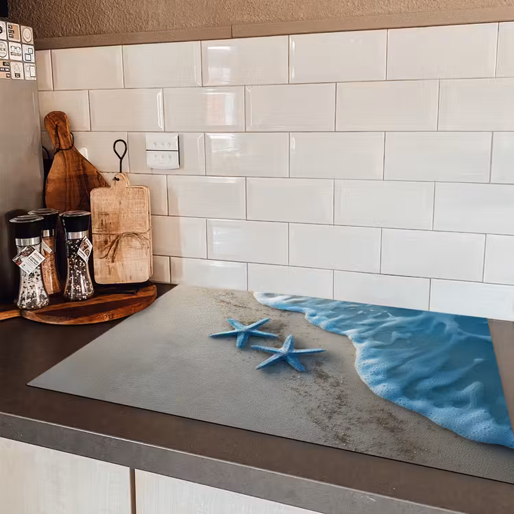 Zeesterren - Zand - Zee - Blauw Inductie beschermer vinyl 3mm klein -sfeer3