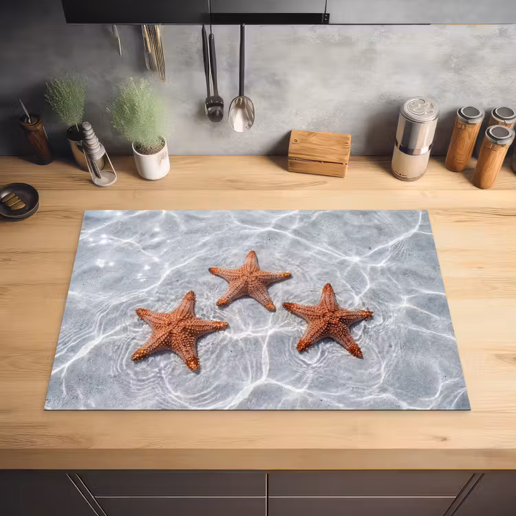 Zeesterren - Water - Helder Inductie beschermer vinyl 3mm klein -sfeer5