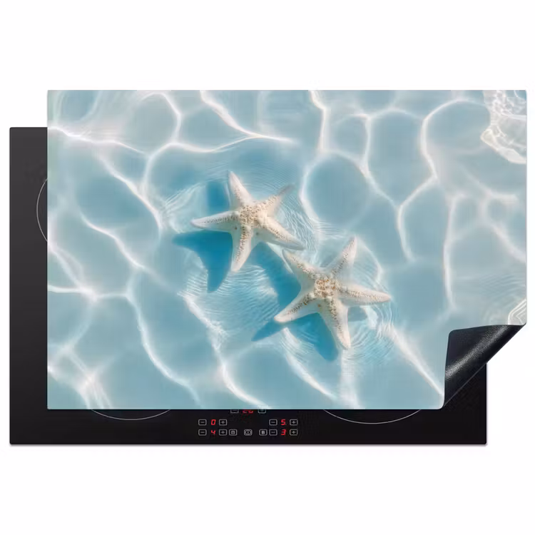 Zeesterren - Golvend water - Rustgevend Inductie beschermer vinyl 3mm klein -3d