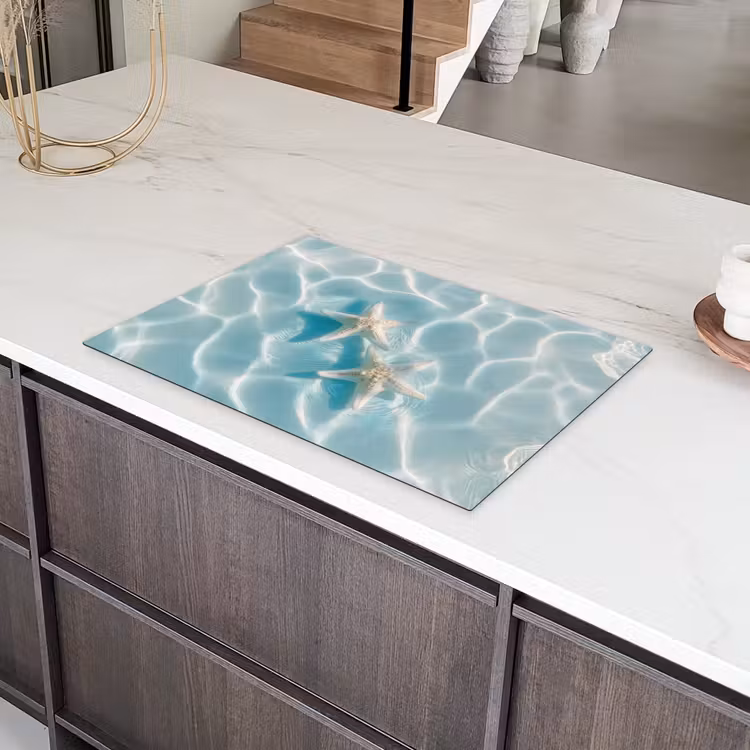 Zeesterren - Golvend water - Rustgevend Inductie beschermer vinyl 3mm klein -sfeer8