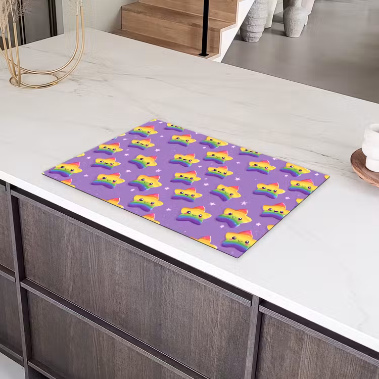 Sterren - Regenboog - Paars Inductie beschermer vinyl 3mm klein 276 -sfeer8