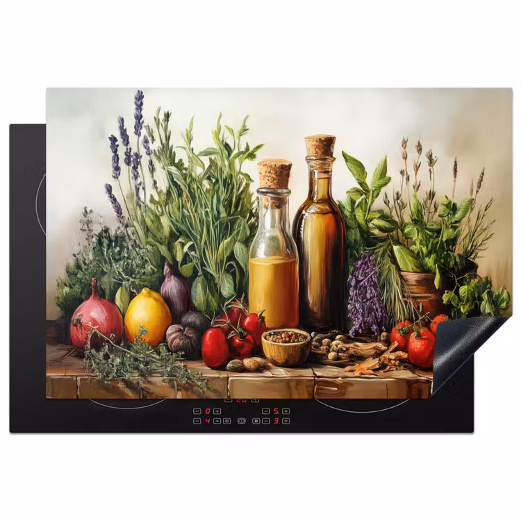 Stilleven - Kruiden - Specerijen - Fruit - Kleurrijk Inductie beschermer vinyl 3mm klein -3d