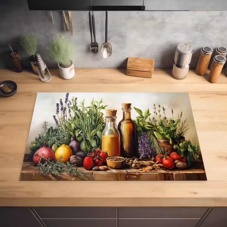 Stilleven - Kruiden - Specerijen - Fruit - Kleurrijk Inductie beschermer vinyl 3mm klein -sfeer5