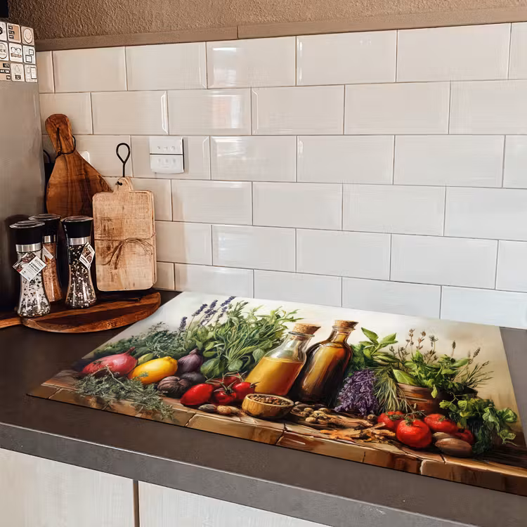 Stilleven - Kruiden - Specerijen - Fruit - Kleurrijk Inductie beschermer vinyl 3mm klein -sfeer3