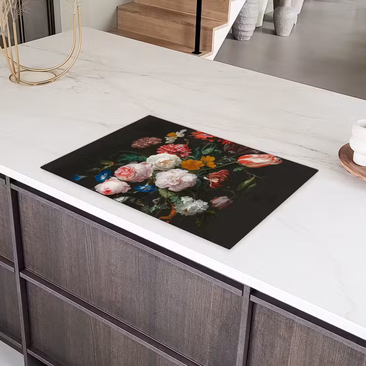 Stilleven met bloemen in een glazen vaas - Schilderij van Jan Davidsz. de Heem Inductie beschermer vinyl 3mm klein -sfeer8
