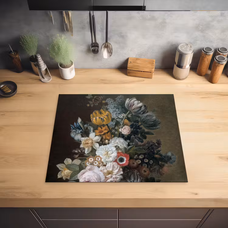 Stilleven met bloemen - Schilderij van Eelke Jelles Eelkema Inductie beschermer vinyl 3mm middel -sfeer5