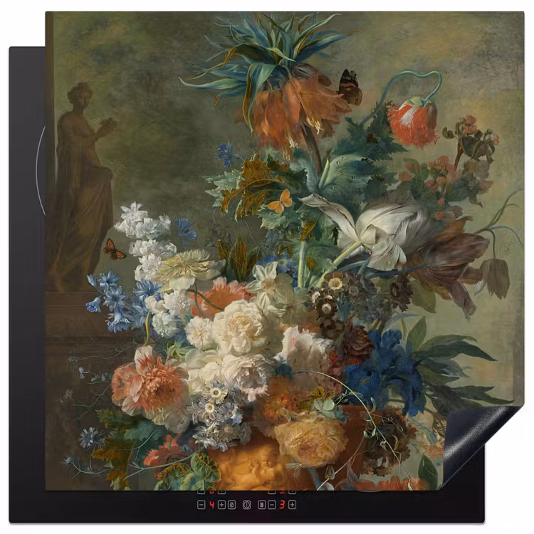 Stilleven met bloemen - Schilderij van Jan van Huysum Inductie beschermer vinyl 3mm middel -3d