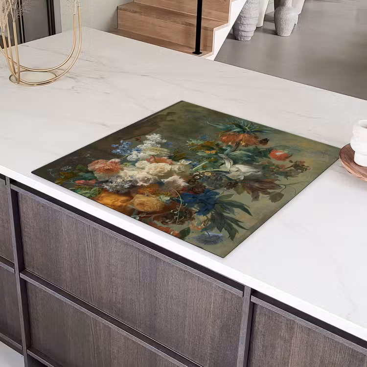 Stilleven met bloemen - Schilderij van Jan van Huysum Inductie beschermer vinyl 3mm middel -sfeer8
