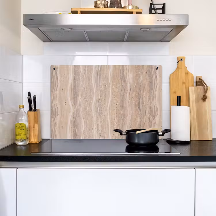 Steen - Patroon - Textuur - Natuurlijk - Beige Inductie beschemer met haakjes klein -sfeer2