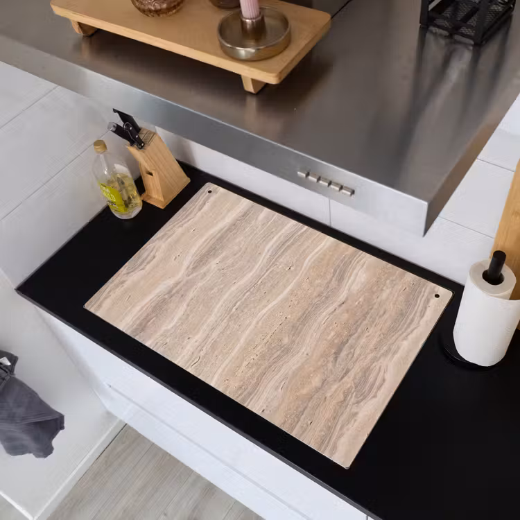 Steen - Patroon - Textuur - Natuurlijk - Beige Inductie beschemer met haakjes klein -sfeer1