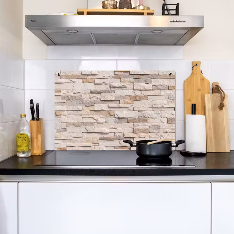 Steen - Muur - Textuur - Rustiek - Beige Inductie beschemer met haakjes klein -sfeer2