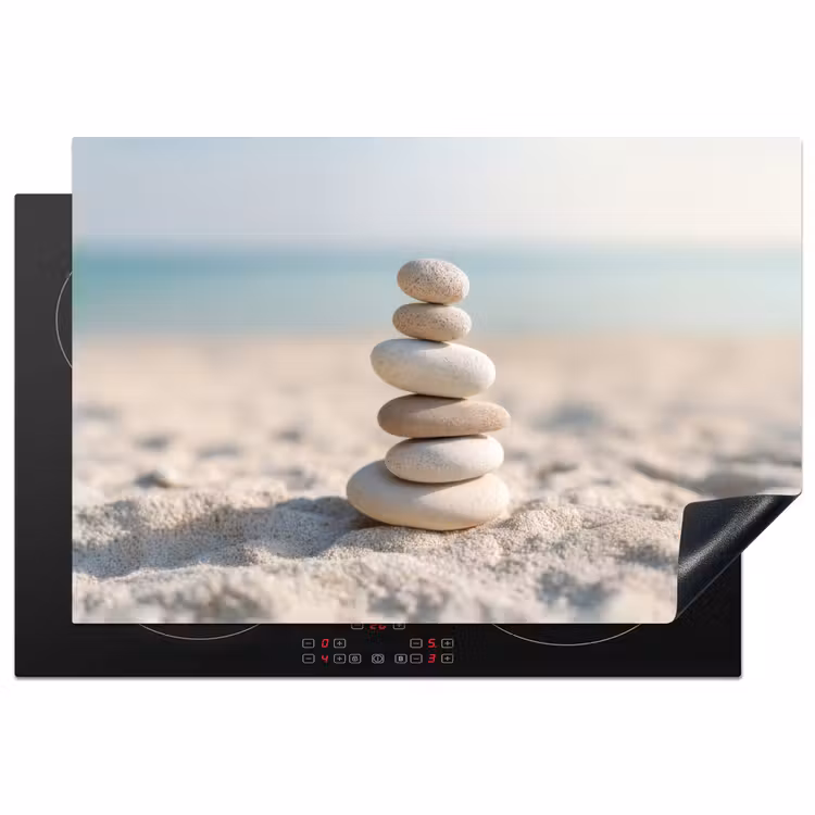 Stenen - Stapel - Zand - Zee Inductie beschermer vinyl 3mm klein -3d