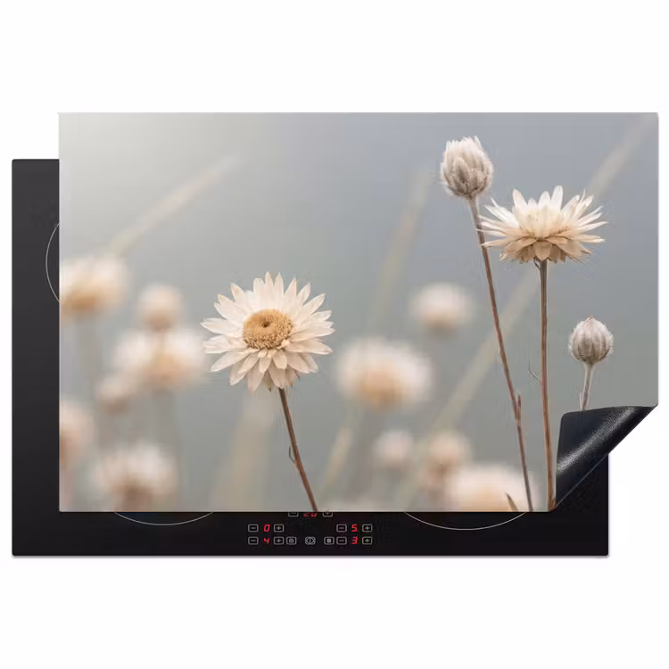 Strobloemen - Wit - Daglicht Inductie beschermer vinyl 3mm klein -3d
