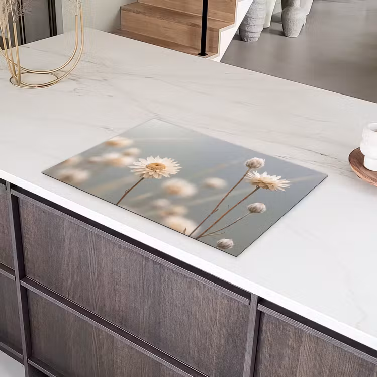 Strobloemen - Wit - Daglicht Inductie beschermer vinyl 3mm klein -sfeer8