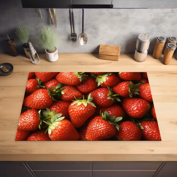 Aardbei - Fruit - Rood Inductie beschermer vinyl 3mm klein -sfeer5