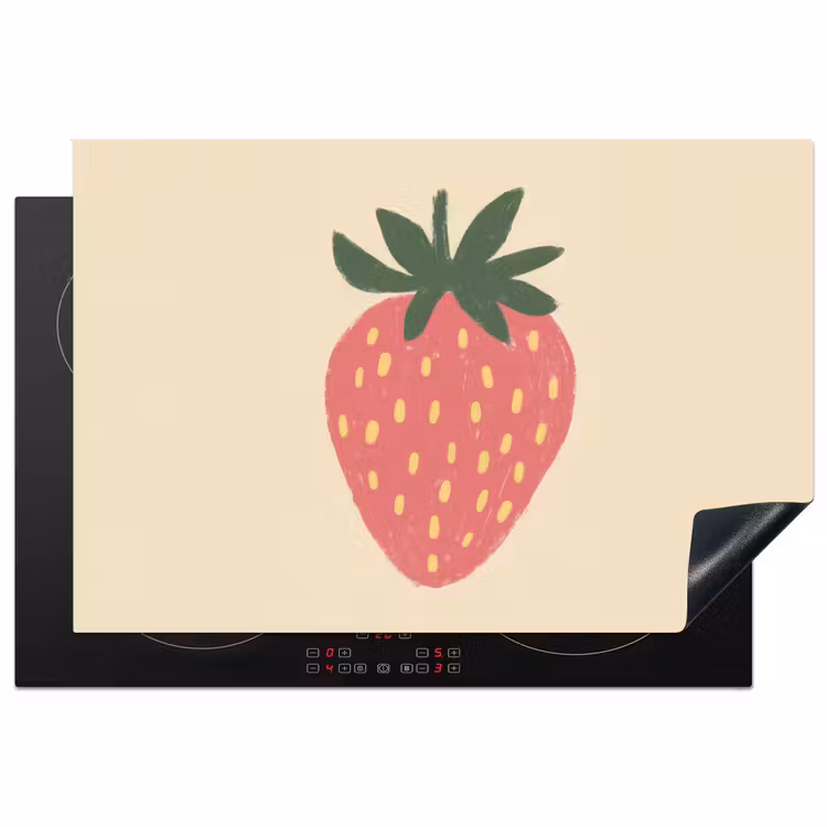 Aardbei - Minimalistisch - Rood - Fruit Inductie beschermer vinyl 3mm klein -3d