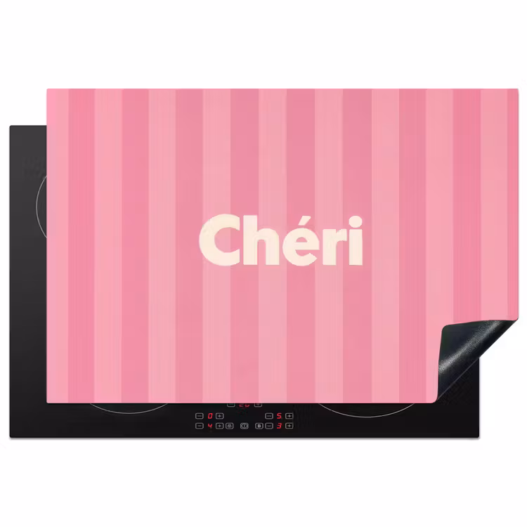 Gestreept - Roze - Chéri Inductie beschermer vinyl 3mm klein -3d