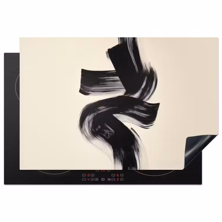 Strepen - Zwart - Abstract Inductie beschermer vinyl 3mm klein -3d
