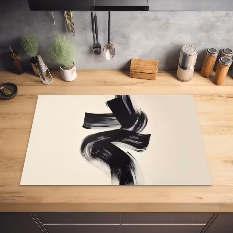 Strepen - Zwart - Abstract Inductie beschermer vinyl 3mm klein -sfeer5