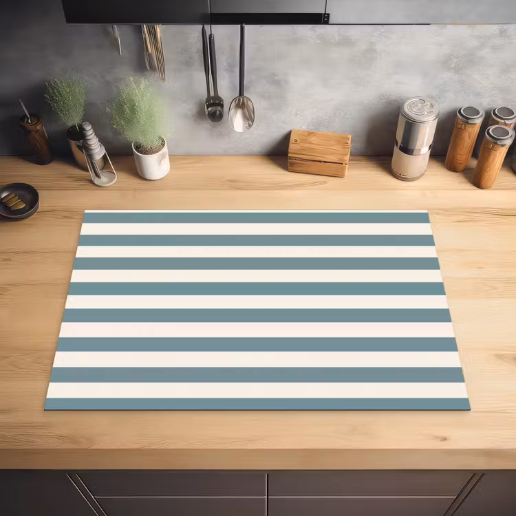 Strepen - Modern - Blauw Inductie beschermer vinyl 3mm klein 276 -sfeer5