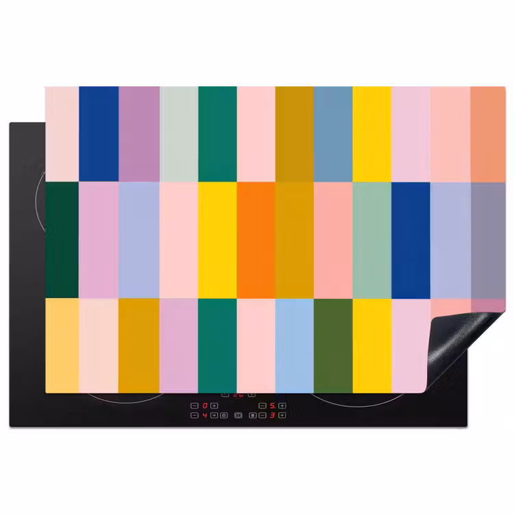 Stroken - Blauw - Patroon - Abstract Inductie beschermer vinyl 3mm klein -3d