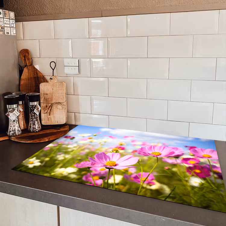 Zomerse Cosmea Inductie beschermer vinyl 3mm klein -sfeer3