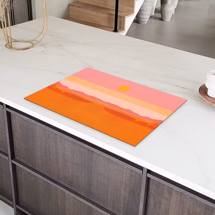 Zon - Abstract - Landschap - Oranje Inductie beschermer vinyl 3mm klein -sfeer8
