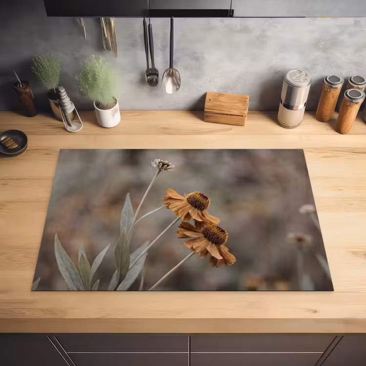 Zonnehoed - Droogbloemen - Geel - Warm Inductie beschermer vinyl 3mm klein -sfeer5