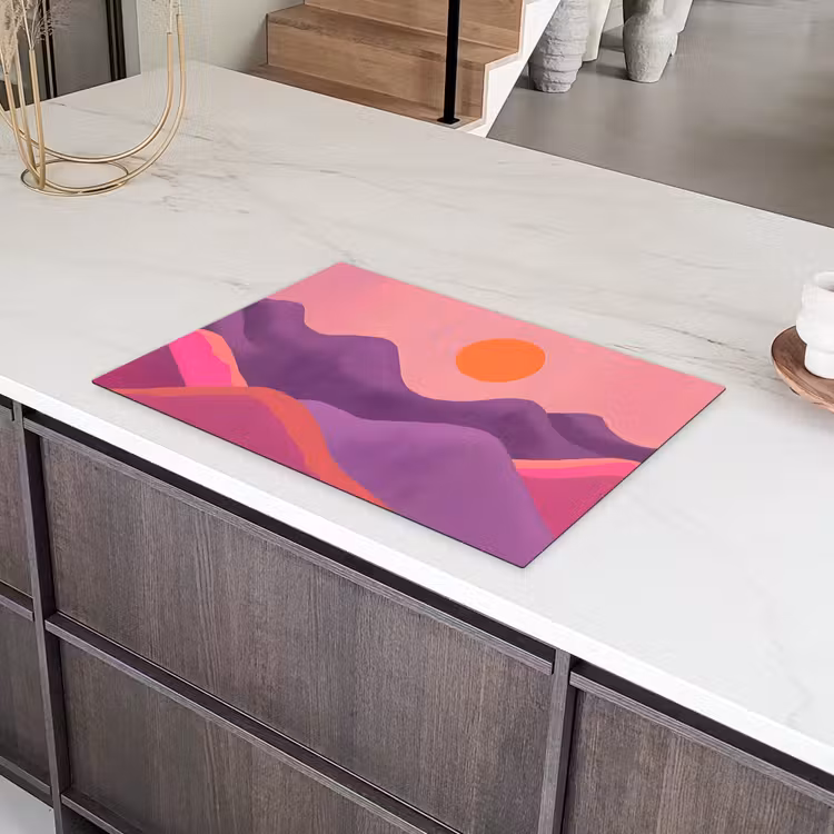 Zon - Heuvels - Paars - Abstract Inductie beschermer vinyl 3mm klein -sfeer8