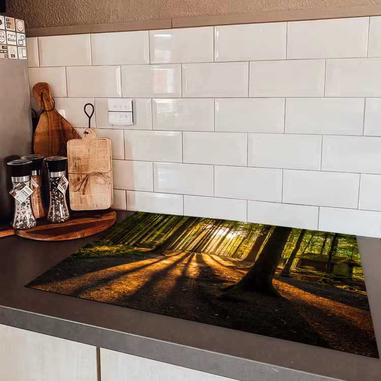 Zon - Bomen - Bos - Landschap - Natuur Inductie beschermer vinyl 3mm middel -sfeer3
