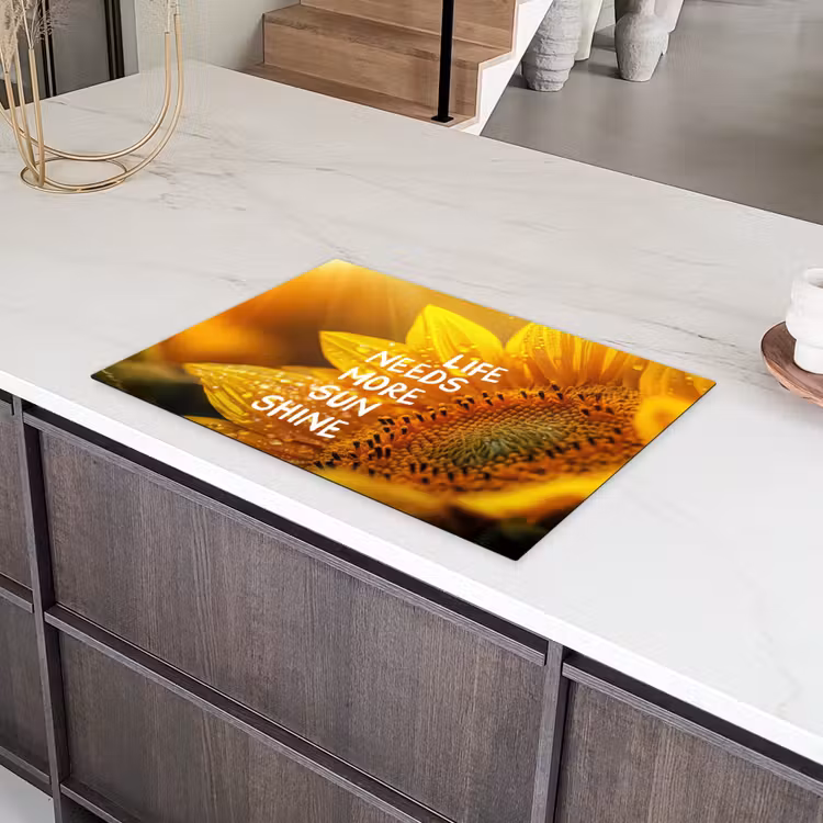 Zonnebloem - Close up - Geel - Quote Inductie beschermer vinyl 3mm klein -sfeer8